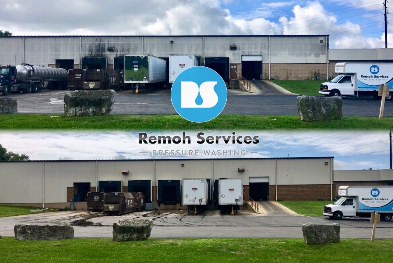 Before and after: commercial building wash, warehouse