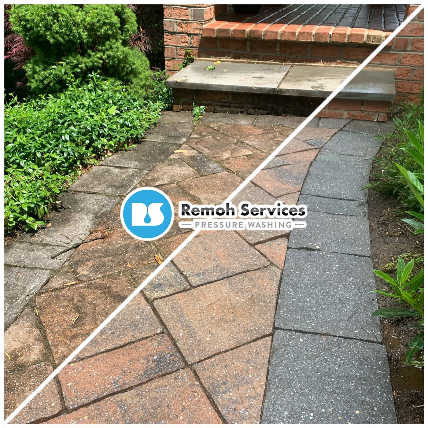 Before and after: paver walkway cleaning