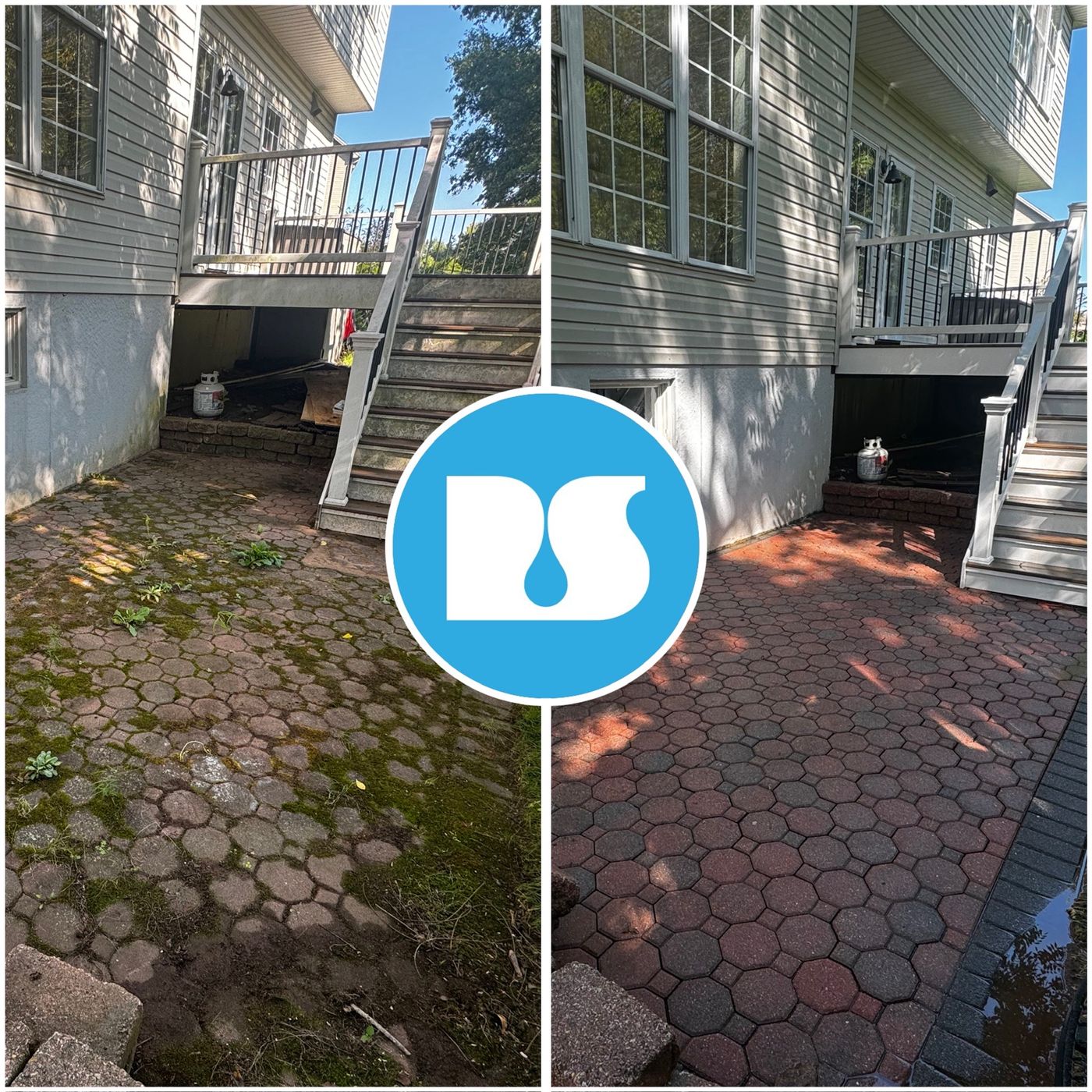 Before and after: paver patio cleaning