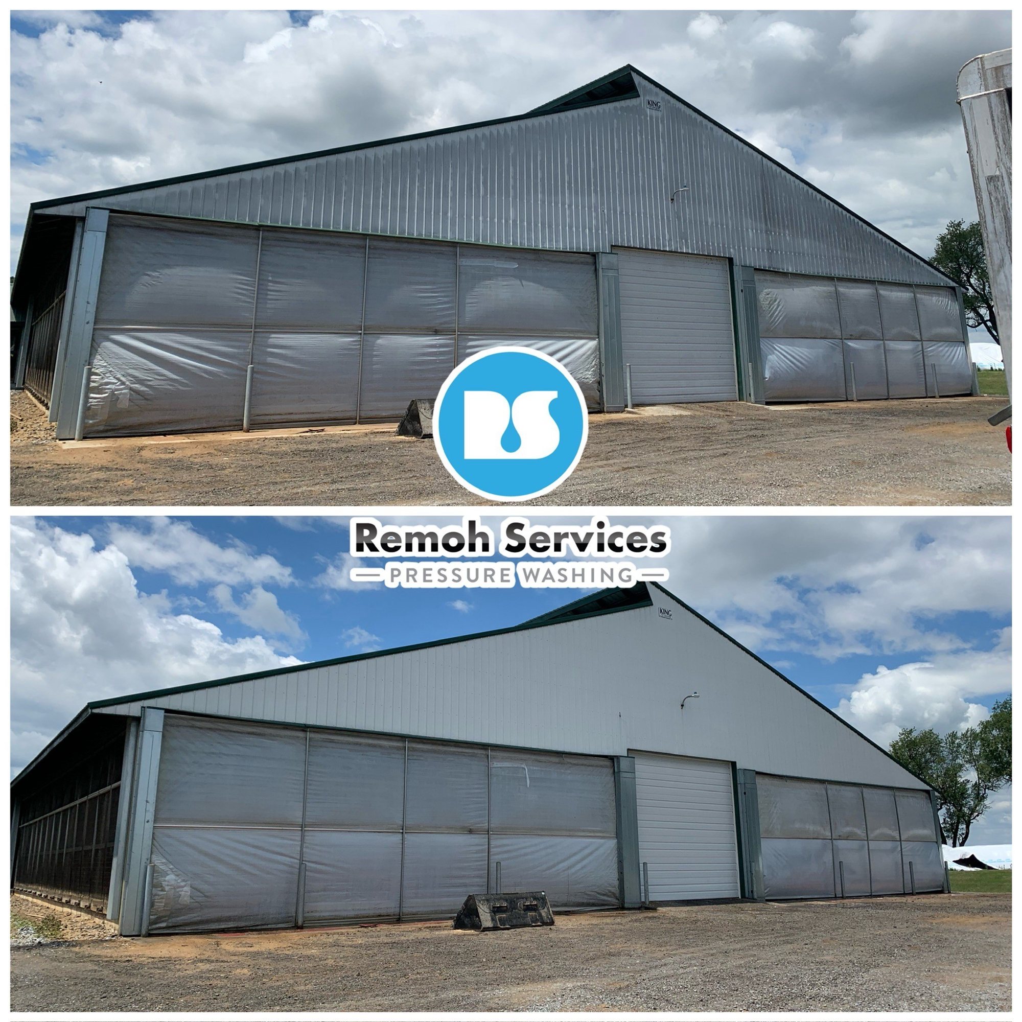 Before and after: commercial wash, metal equipment building