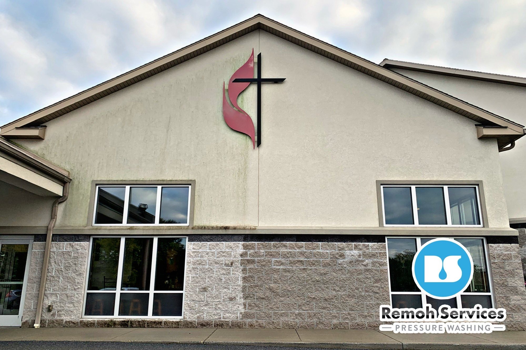 Before and after: commercial wash, church front