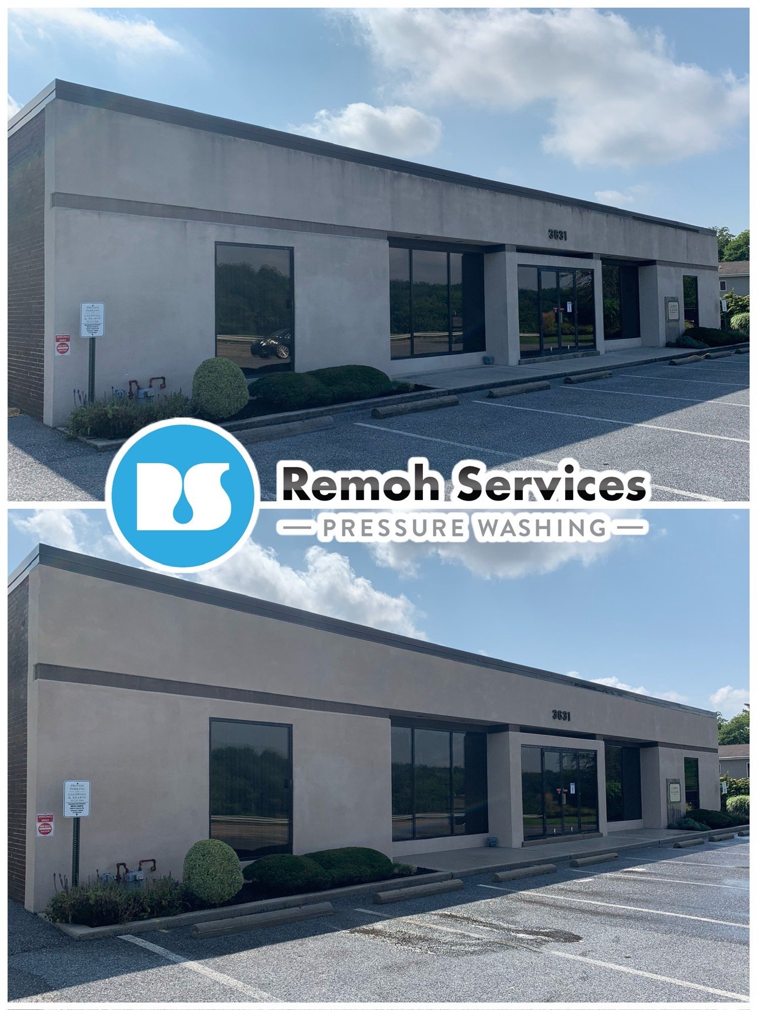 Before and after: commercial wash, office building