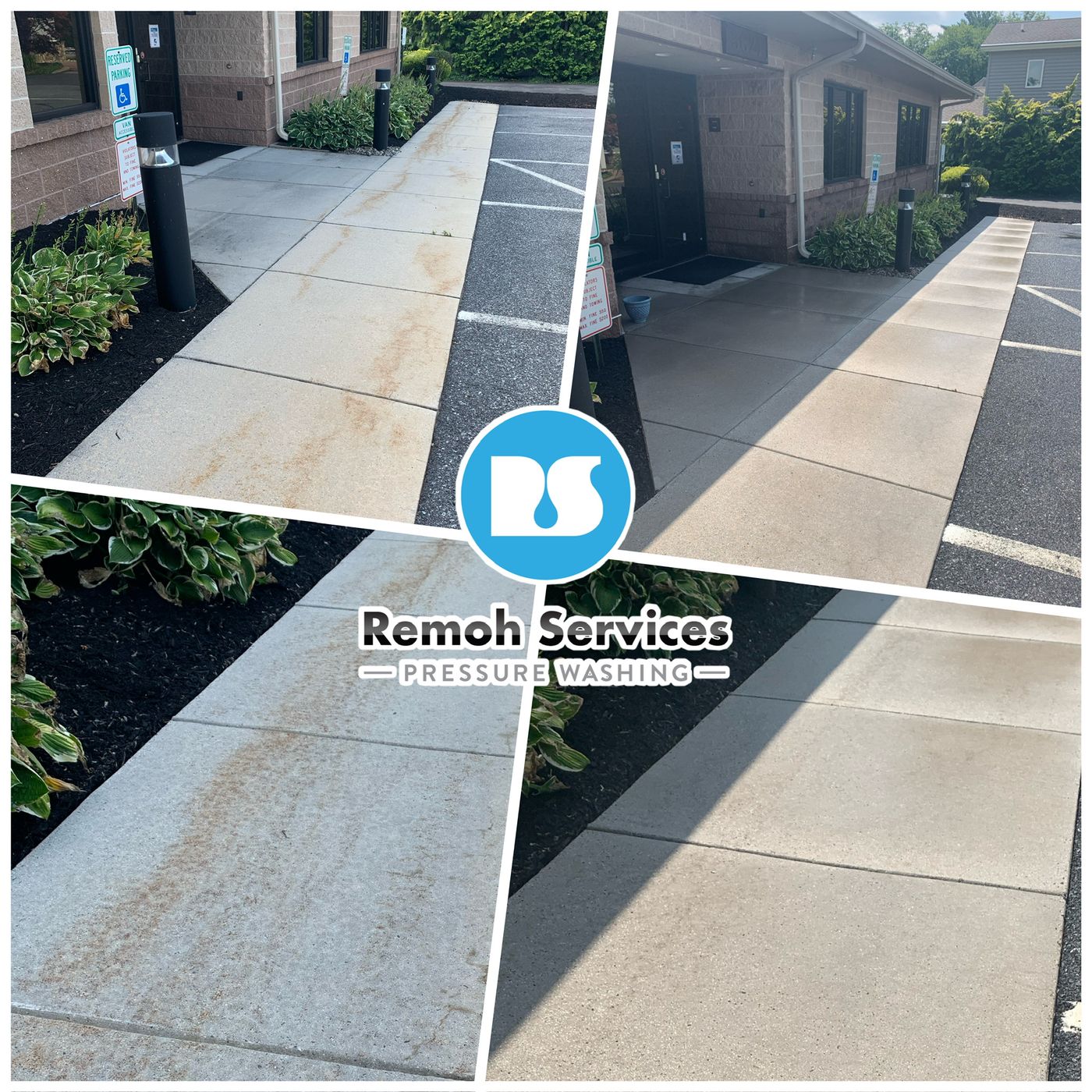 Before and after: concrete sidewalk cleaning