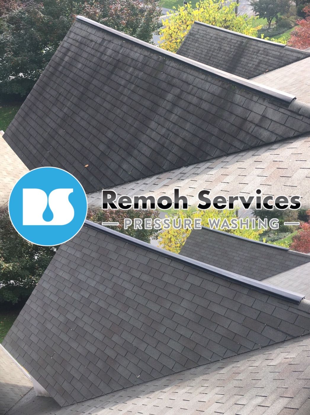 Before and after: soft wash roof cleaning, black streaks