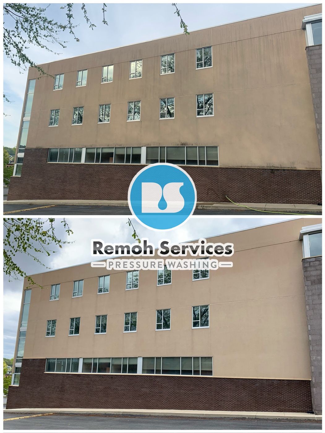 Before and after: commercial building wash