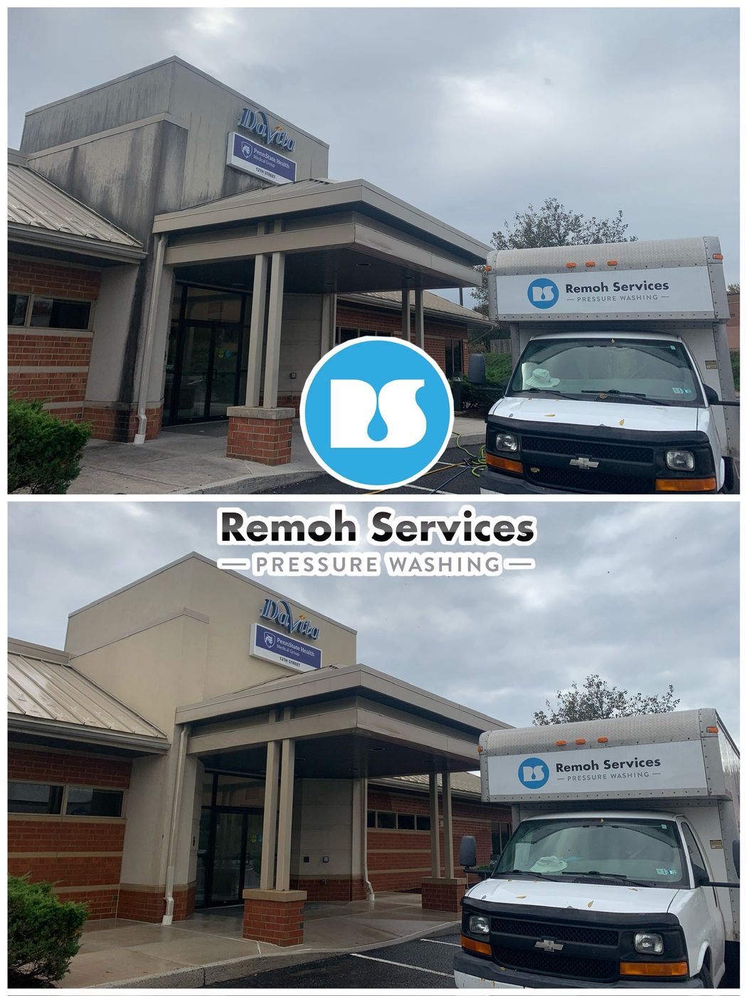 Before and after: commercial building wash