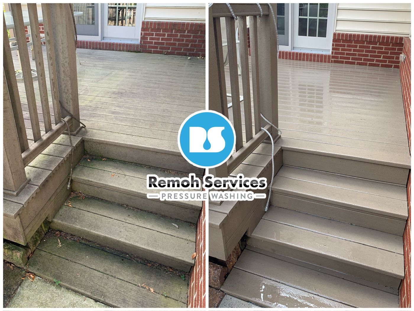 Before and after: deck and steps cleaning