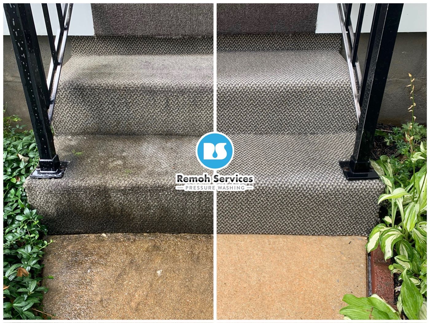 Before and after: concrete steps cleaning